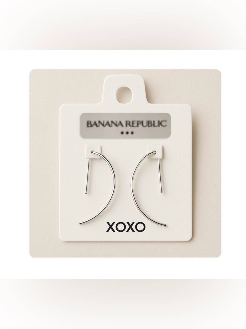 NWT [Banana Republic] XOXO Silver Semi Circle Hoop Threader Earrings Medium Size - Picture 2 of 10